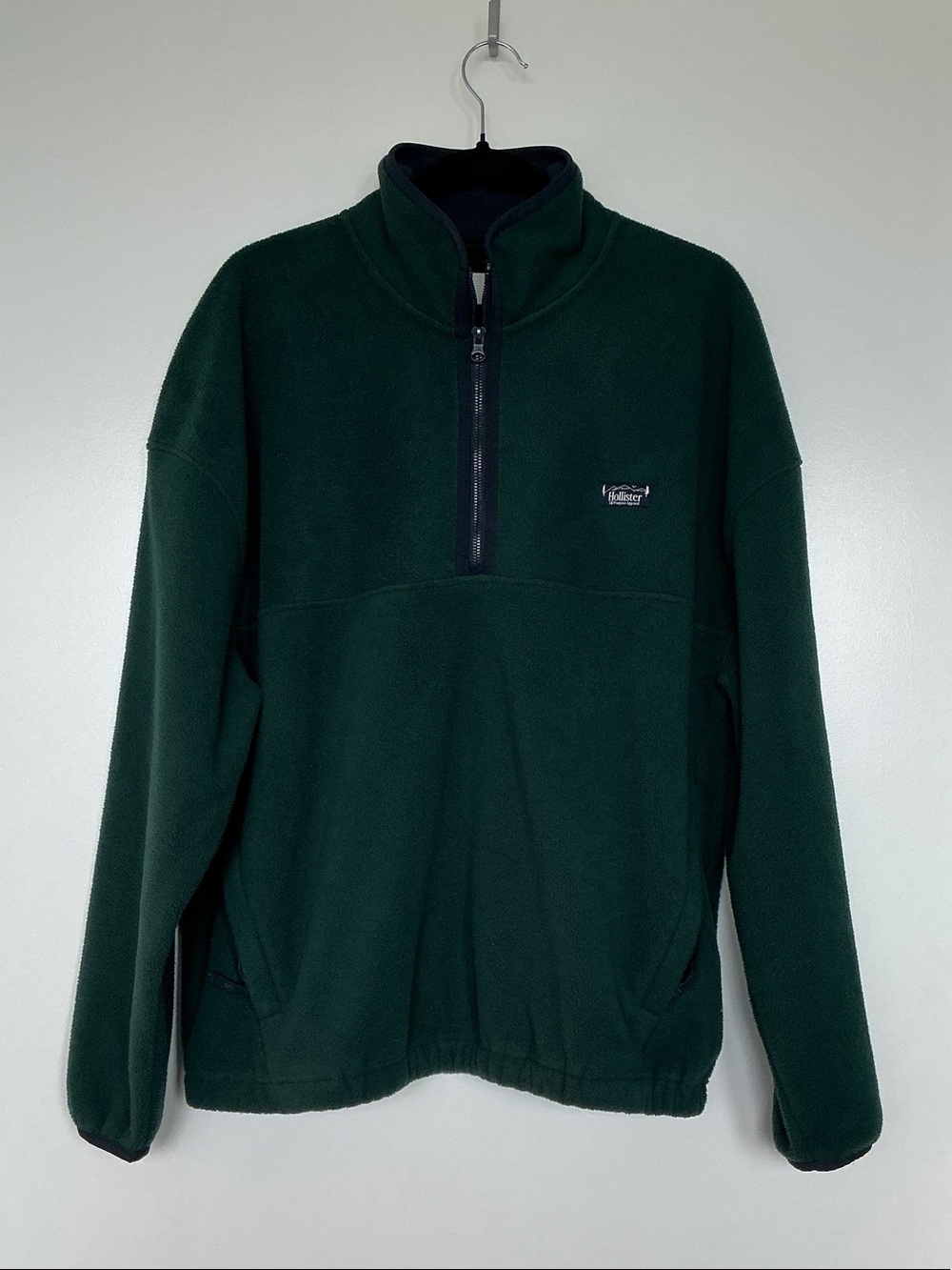 Men's Hollister Dark Green Half-Zip Fleece Pullover